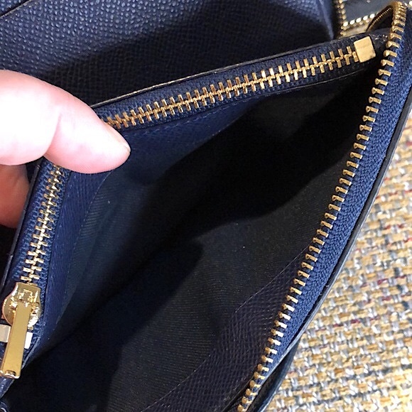 COACH Navy Blue Saffiano Leather Full Zip Around Wallet with Wristlet Strap - Picture 9 of 10